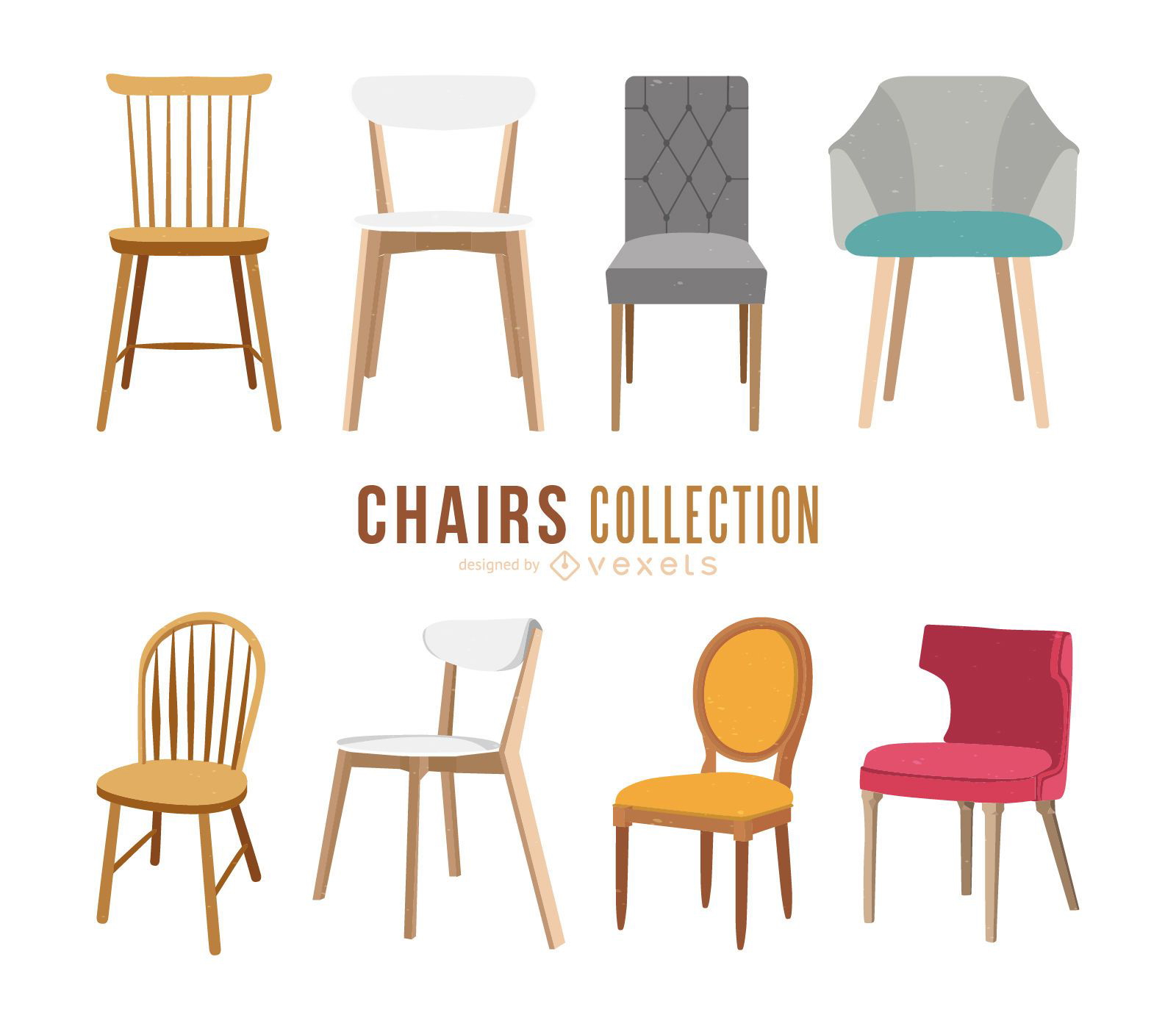 Isolated chair illustration set