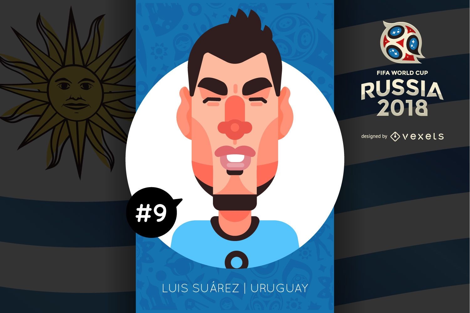 Luis Suarez Russia 2018 cartoon character