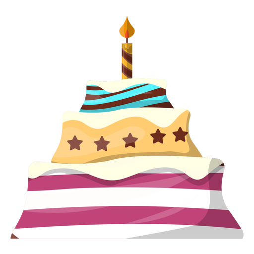 Pastel de cumpleaños con vela ilustración Diseño PNG