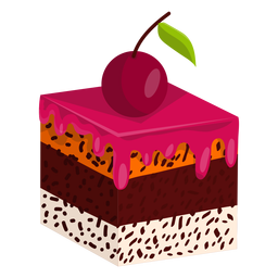Rebanada de pastel con cereza Diseño PNG