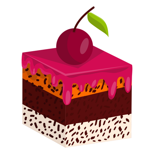 Cake slice with cherry PNG Design