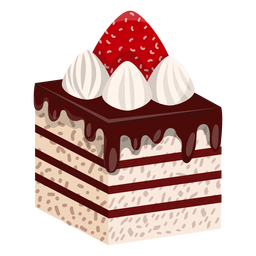 Cake slice with strawberry PNG Design
