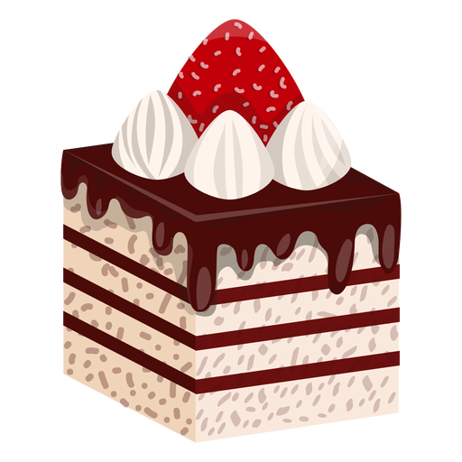 Cake slice with strawberry PNG Design