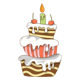Cherry birthday cake cartoon PNG Design