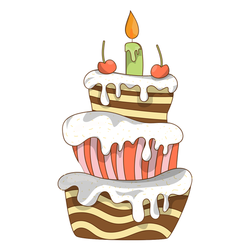 Cherry birthday cake cartoon PNG Design