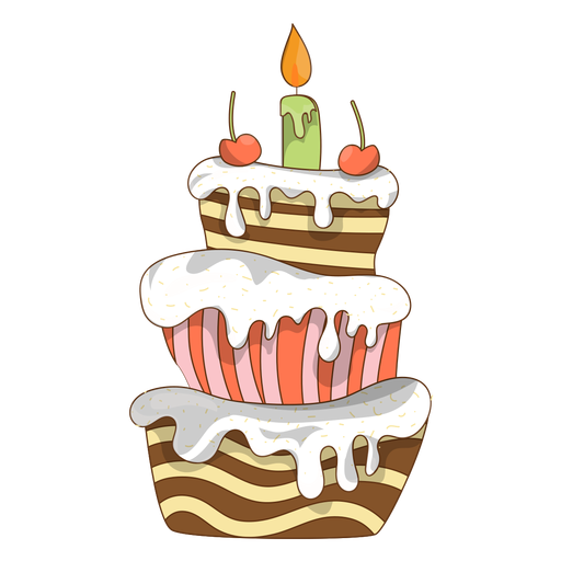 Desenho de bolo de anivers?rio de cereja Desenho PNG