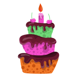 Ilustración de pastel de cumpleaños de cereza Diseño PNG