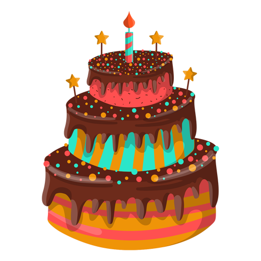 Chocolate birthday cake illustration PNG Design