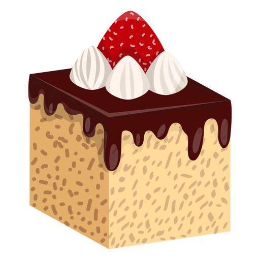 Rebanada de pastel de chocolate con fresa Diseño PNG