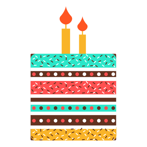 Ícone de bolo de aniversário liso Desenho PNG