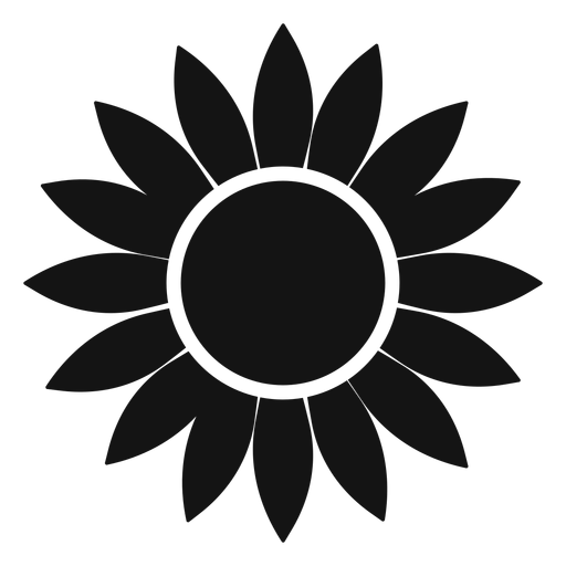 Flaches graues Sonnenblumenkopf-Logo PNG-Design