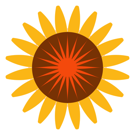 Flache isolierte Sonnenblumenkopfikone PNG-Design