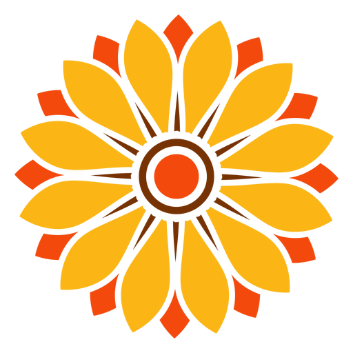 Flat isolated sunflower head illustration PNG Design
