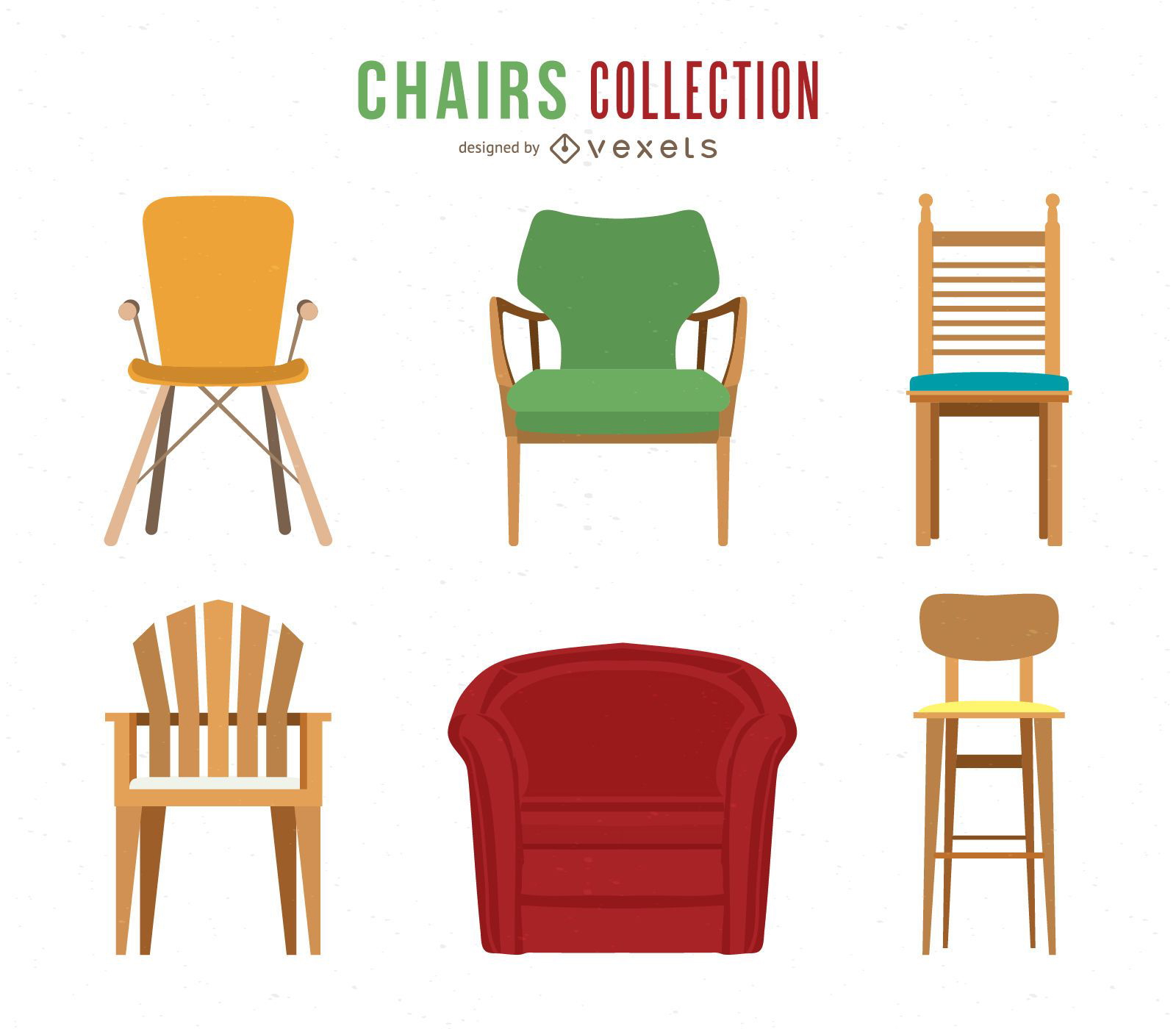 Conjunto de ilustraciones de silla y sofá