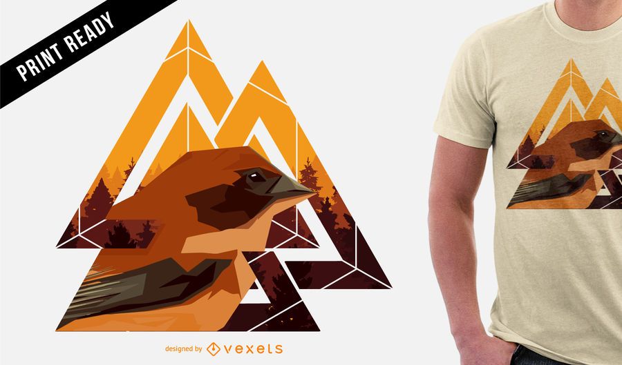 Diseño de camiseta de pájaro geométrico Diseño de camiseta de pájaro geométrico