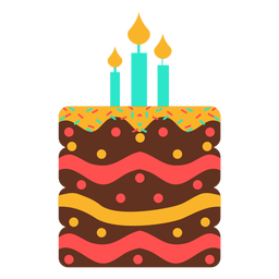 Bolo de aniversário com três velas Desenho PNG