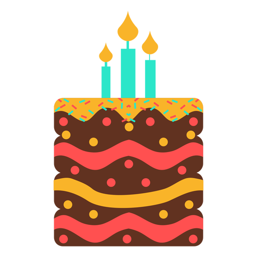 Drei Kerzen Geburtstagstorte PNG-Design