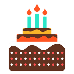 Icono de pastel de cumpleaños de tres velas