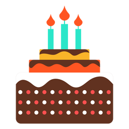 Three candles birthday cake icon PNG Design