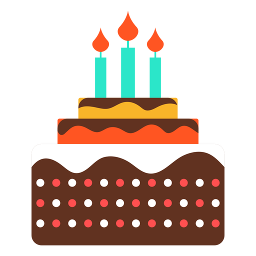 Three candles birthday cake icon PNG Design