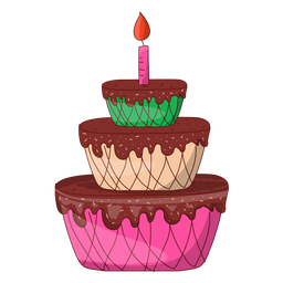 Dibujos animados de pastel de cumpleaños de tres pisos Diseño PNG