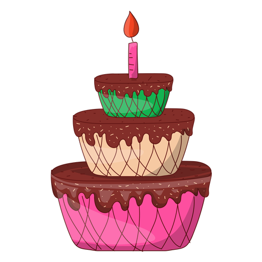 Three floors birthday cake cartoon PNG Design