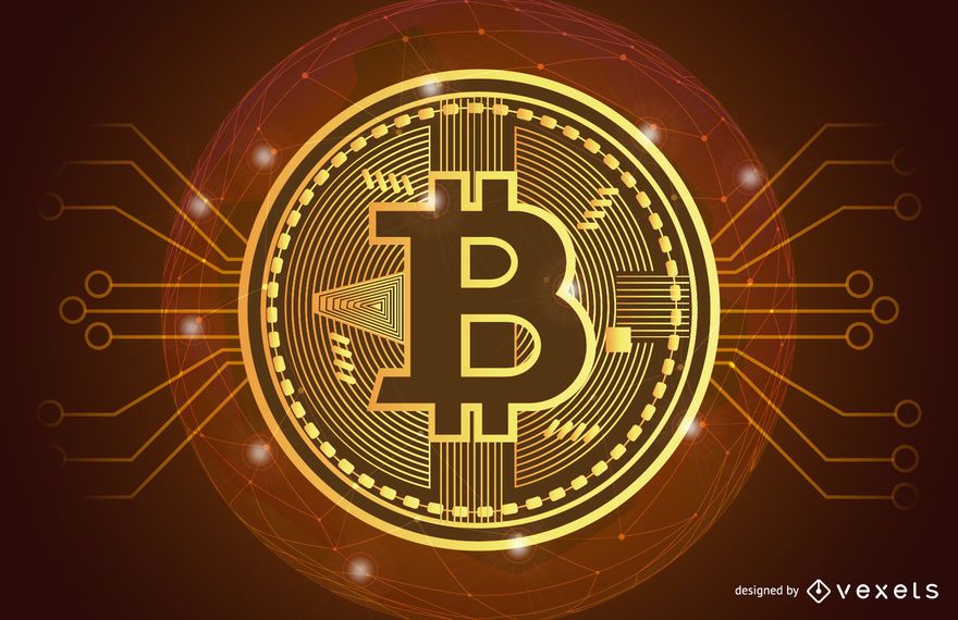 Golden Bitcoin illustration header - Vector download