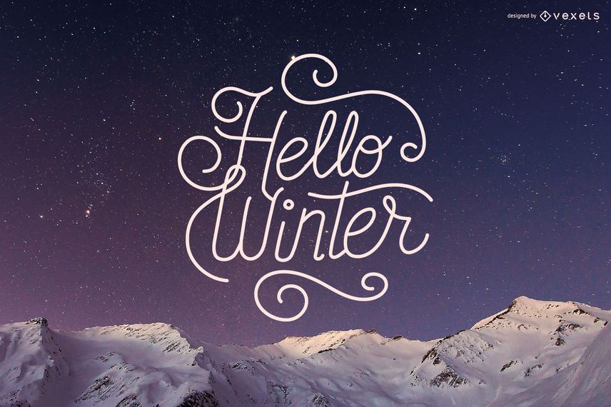 Hola diseño de letras de invierno Hola diseño de letras de invierno