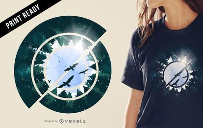 Abstract forest t-shirt design illustration