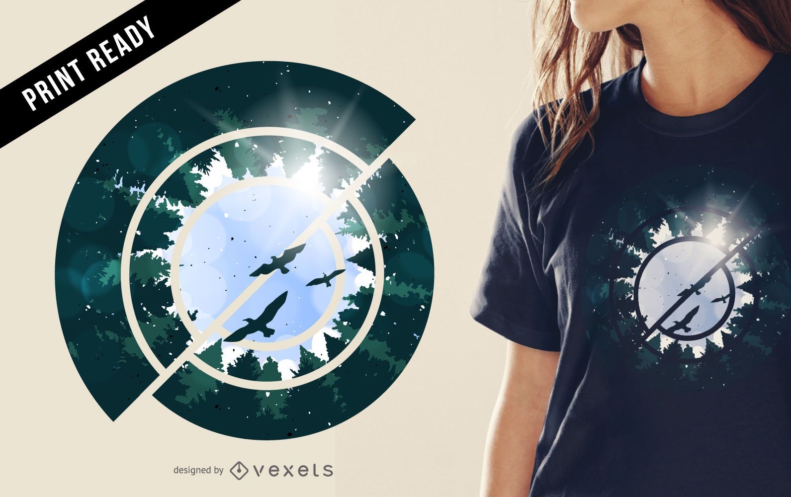 Abstract forest t-shirt design illustration