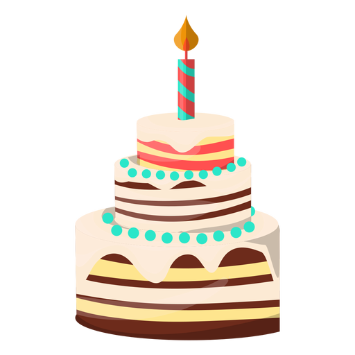 Ilustração de bolo de aniversário de três andares Desenho PNG