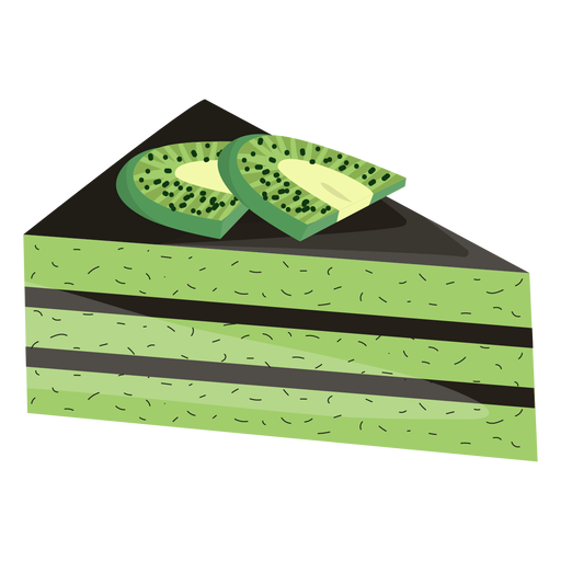 Fatia de bolo triangular com kiwi Desenho PNG