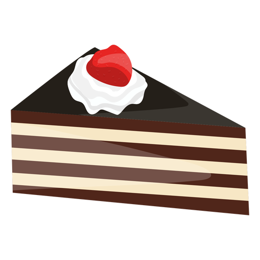 Fatia de bolo triangular com morango Desenho PNG