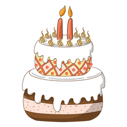 Dibujos animados de pastel de cumpleaños de dos velas Diseño PNG