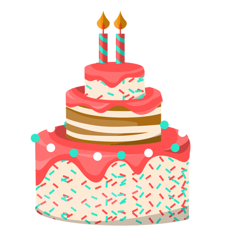 Two candles birthday cake illustration PNG Design