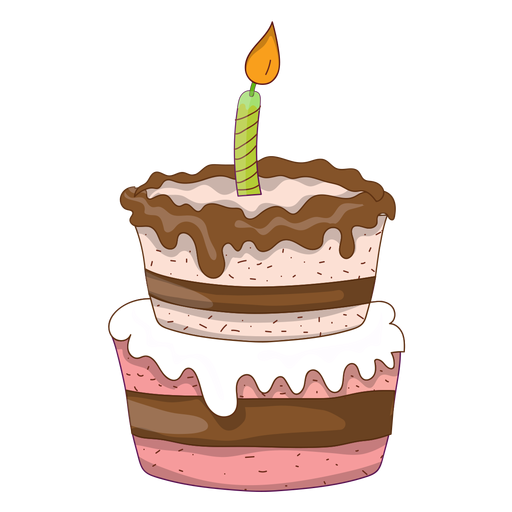 Two floors birthday cake cartoon PNG Design