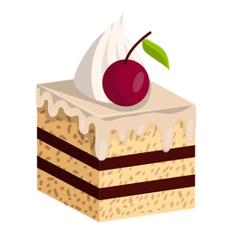Vanillekuchenscheibe mit Kirsche PNG-Design