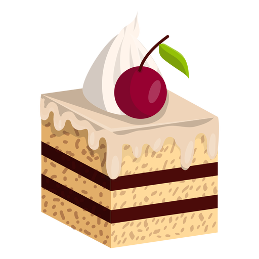Vanilla cake slice with cherry PNG Design