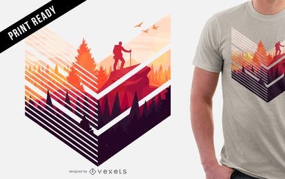 Design colorido de camiseta de caminhada