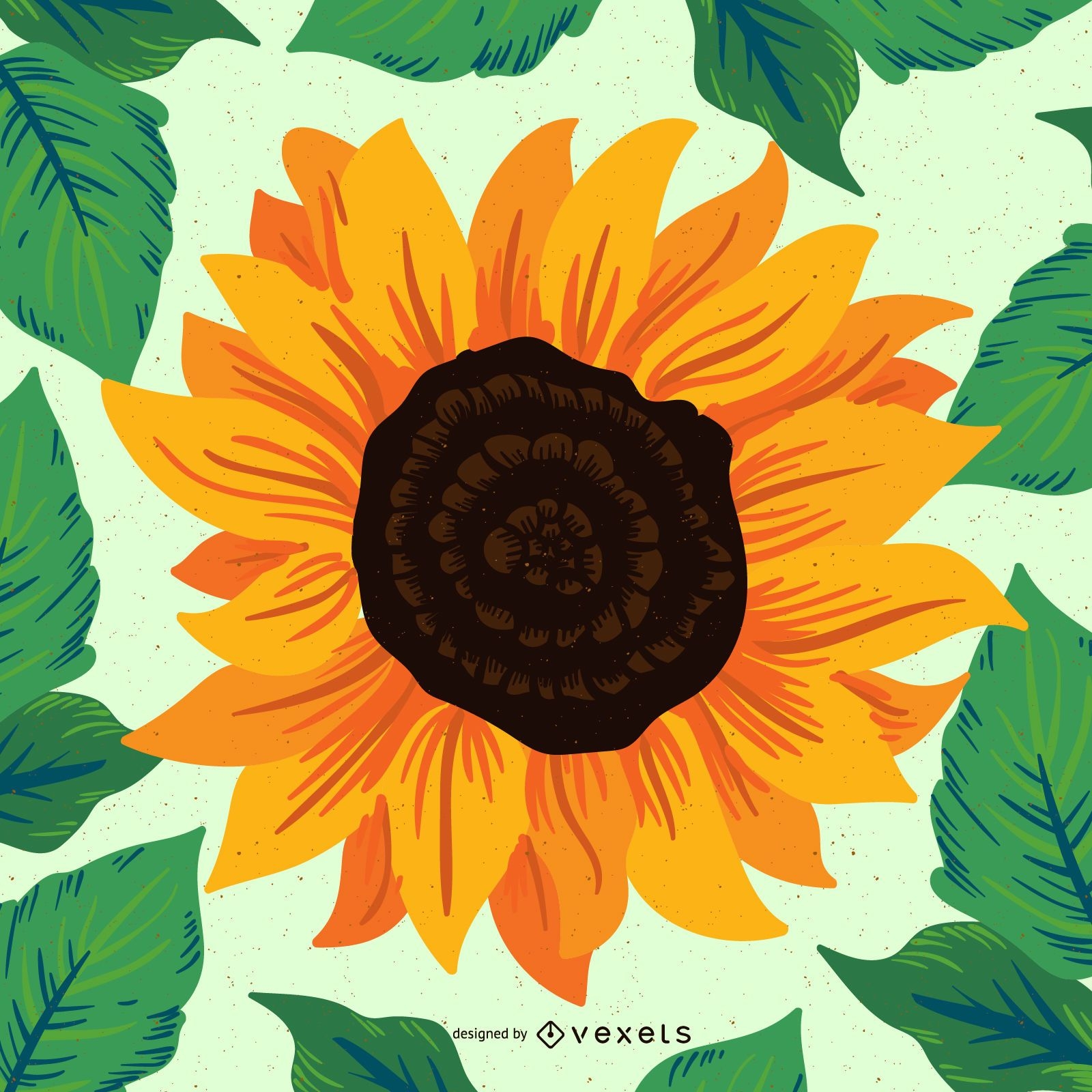 Hand drawn sunflower illustration