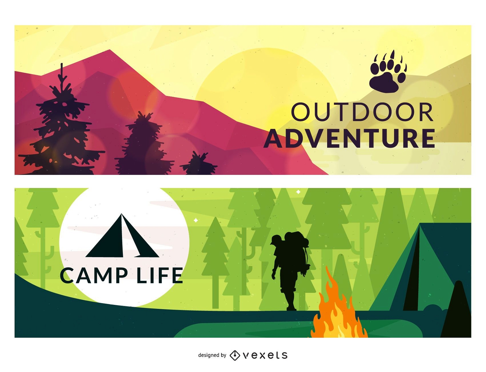 Camping illustrations set