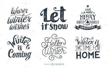 Conjunto de diseños de letras de invierno. Conjunto de diseños de letras de invierno.