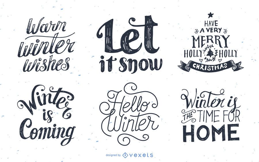 Set of winter lettering designs Set of winter lettering designs