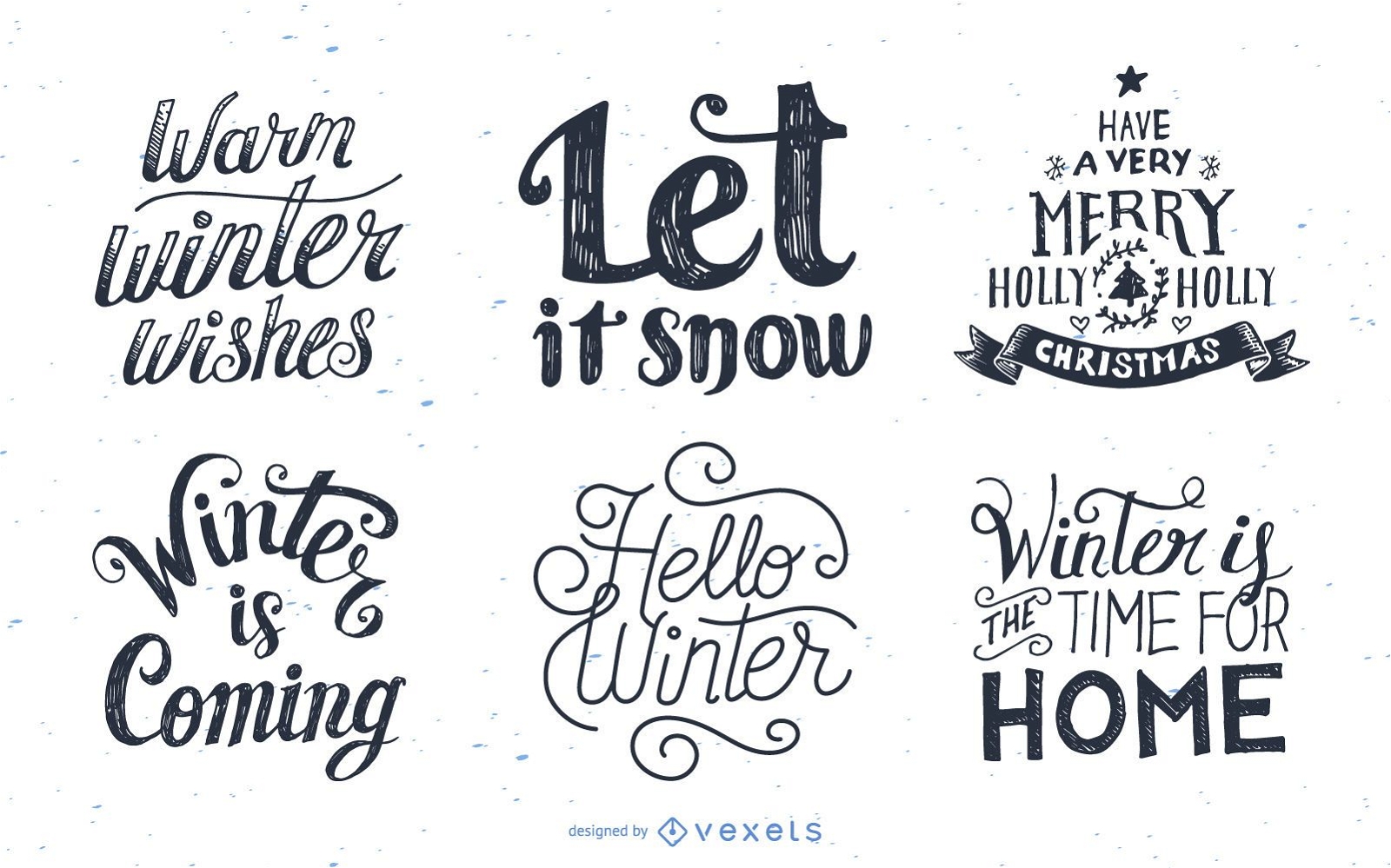 Conjunto de desenhos de letras de inverno
