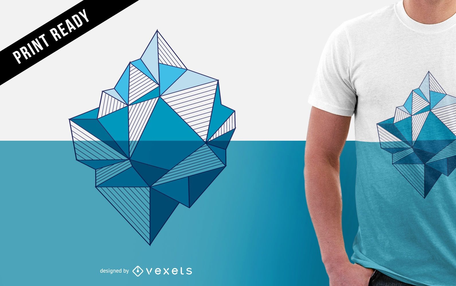 Ilustración de iceberg para diseño de camiseta.