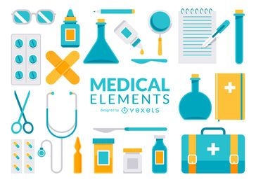 Colección de elementos médicos