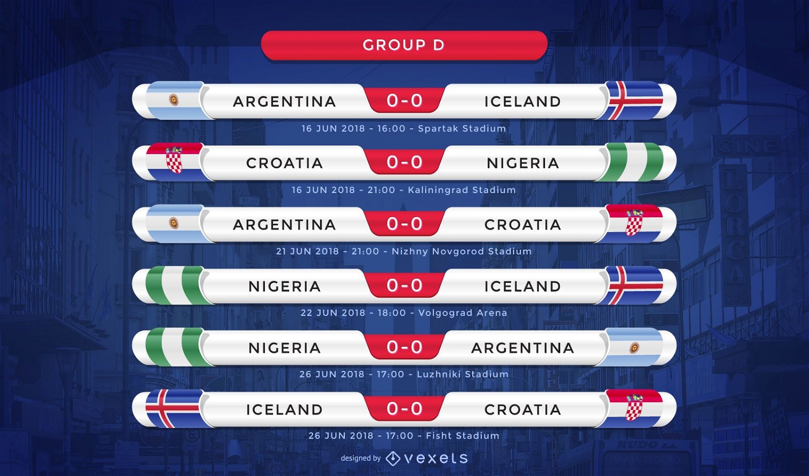Russia 2018 group D fixture