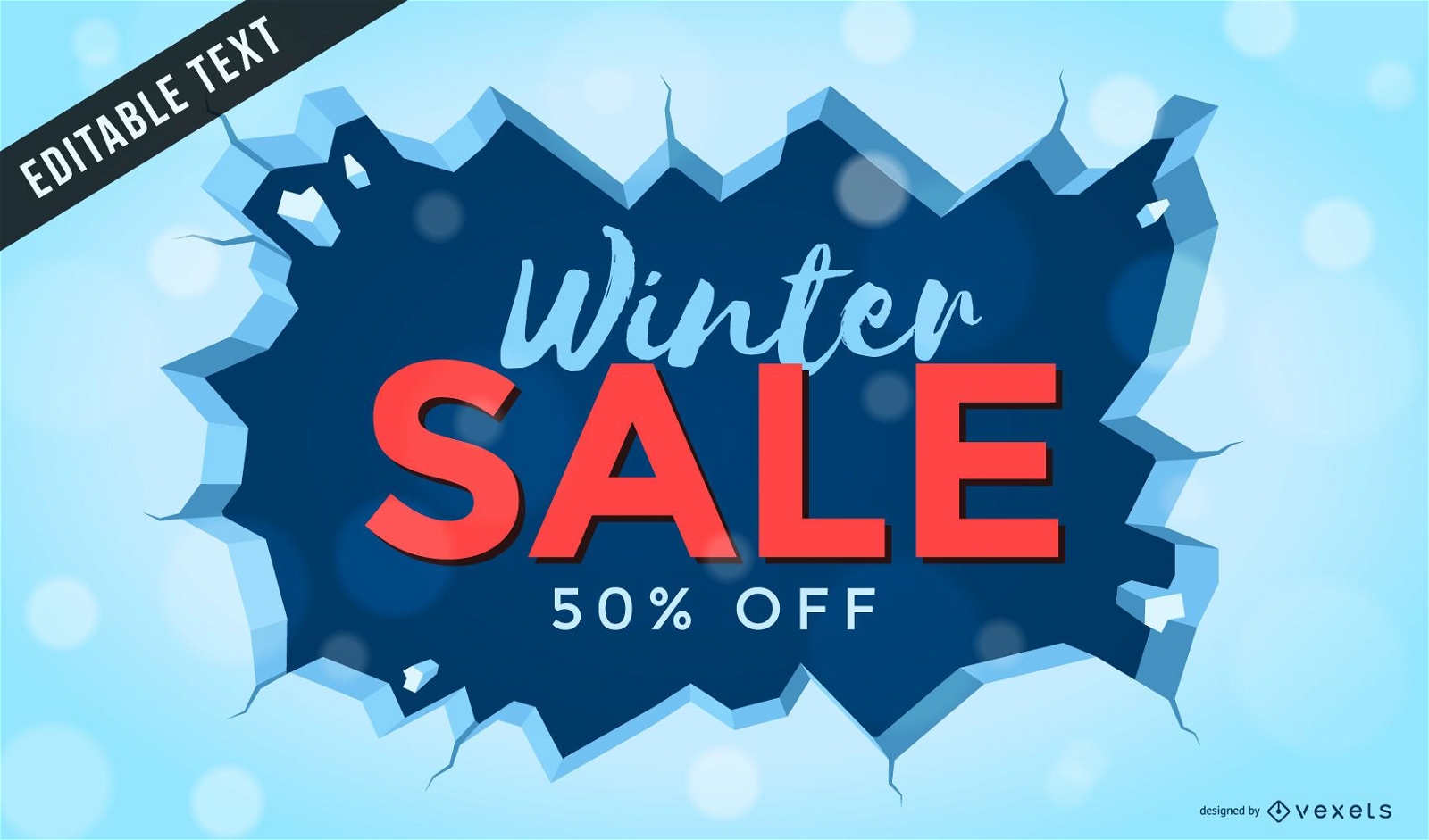 Winter sale poster with ice 