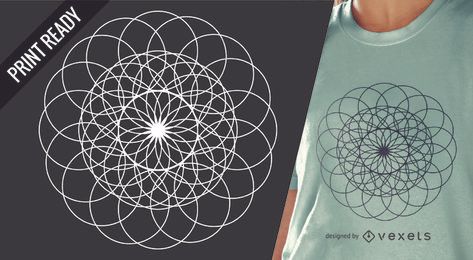 Ilustração de desenho de camiseta com geometria sagrada