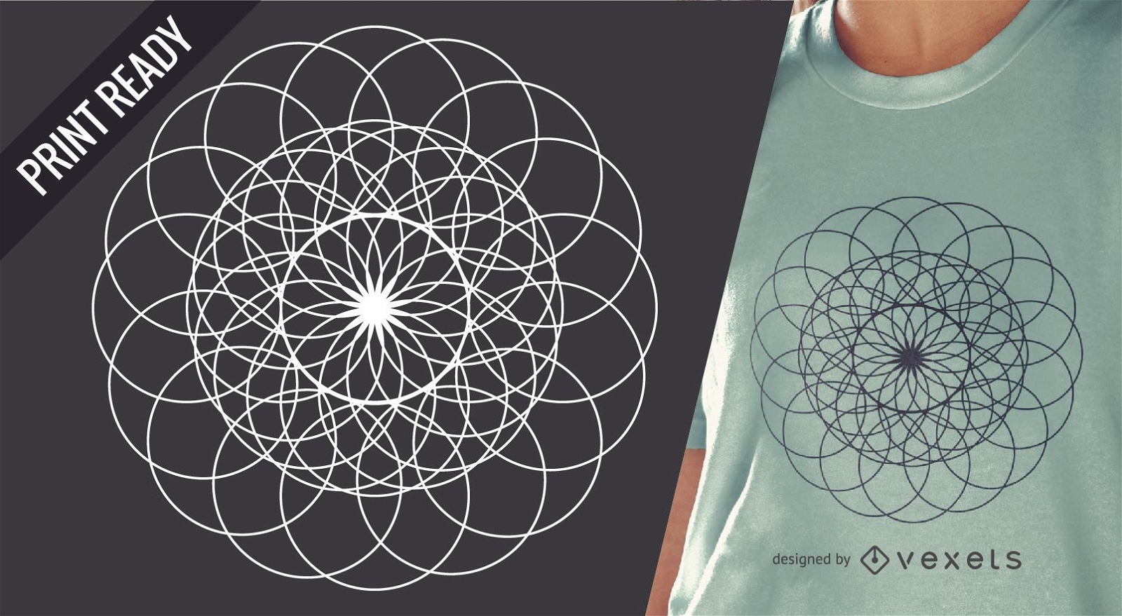 Ilustra??o de desenho de camiseta com geometria sagrada